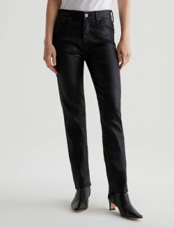 Mari Extended Leatherette Super Black Mid-Rise Slim Straight WOMENS BOTTOMS Photo 3