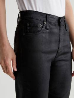 Mari Extended Leatherette Super Black Mid-Rise Slim Straight WOMENS BOTTOMS Photo 4