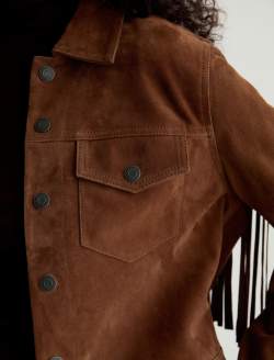 Molly Suede Jacket Toffee Suede Fringed Trucker Jacket WOMENS TOPS Photo 3