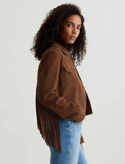 Molly Suede Jacket Toffee Suede Fringed Trucker Jacket WOMENS TOPS Photo 4