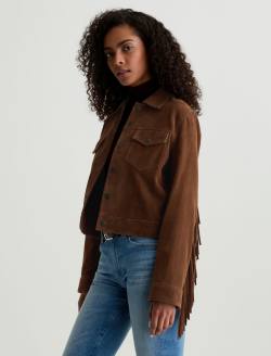 Molly Suede Jacket Toffee Suede Fringed Trucker Jacket WOMENS TOPS Photo 6