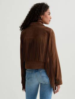 Molly Suede Jacket Toffee Suede Fringed Trucker Jacket WOMENS TOPS Photo 8