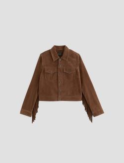 Molly Suede Jacket Toffee Suede Fringed Trucker Jacket WOMENS TOPS Photo 1
