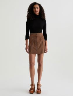 Evie Suede Skirt Toffee Suede A-Line Mini Skirt WOMENS BOTTOMS Photo 2