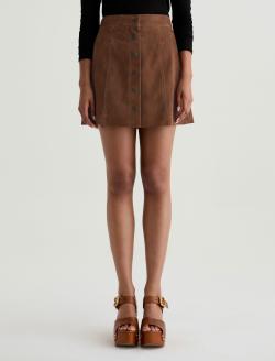 Evie Suede Skirt Toffee Suede A-Line Mini Skirt WOMENS BOTTOMS Photo 3