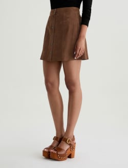 Evie Suede Skirt Toffee Suede A-Line Mini Skirt WOMENS BOTTOMS Photo 6