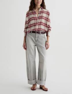 Sawtelle Shirt Desert Plaid Grey Multi Relaxed Button Up WOMENS TOPS Photo 5
