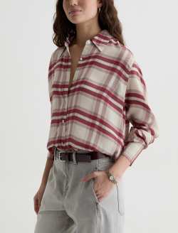 Sawtelle Shirt Desert Plaid Grey Multi Relaxed Button Up WOMENS TOPS Photo 7