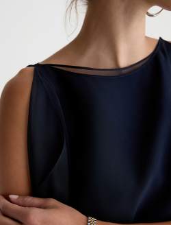 Aubree Blouse Deep Trenches Sleeveless Silk Voile Draped Top WOMENS TOPS Photo 3