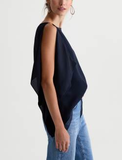 Aubree Blouse Deep Trenches Sleeveless Silk Voile Draped Top WOMENS TOPS Photo 4