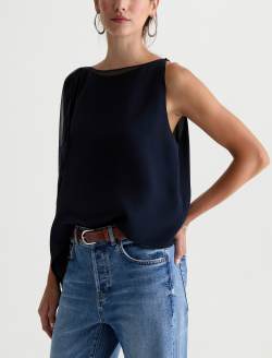 Aubree Blouse Deep Trenches Sleeveless Silk Voile Draped Top WOMENS TOPS Photo 7