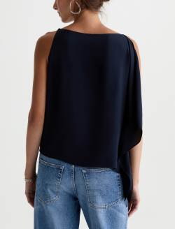 Aubree Blouse Deep Trenches Sleeveless Silk Voile Draped Top WOMENS TOPS Photo 8