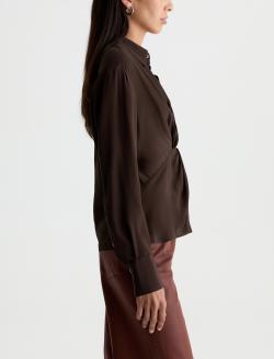 Bel Shirt Burnt Umber Silk Voile Knot Front Blouse WOMENS TOPS Photo 4