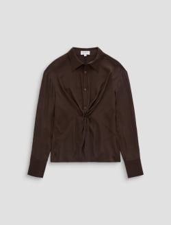 Bel Shirt Burnt Umber Silk Voile Knot Front Blouse WOMENS TOPS Photo 1