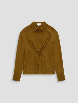Bel Shirt Mustard Silk Voile Knot Front Blouse WOMENS TOPS Photo 1