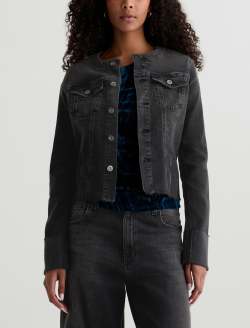 Robyn Jacket Nebula Collarless Slim Trucker WOMENS TOPS Photo 2