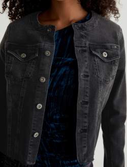 Robyn Jacket Nebula Collarless Slim Trucker WOMENS TOPS Photo 3