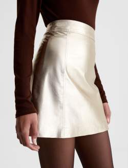 Maria Skirt Golden Encore Leather A-Line Mini Skirt WOMENS BOTTOMS Photo 4