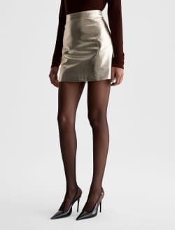 Maria Skirt Golden Encore Leather A-Line Mini Skirt WOMENS BOTTOMS Photo 7