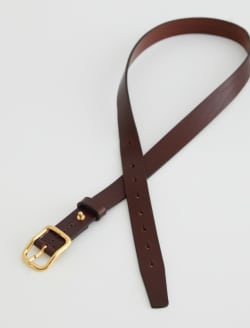 Marisol Belt Brown/Gold Slim Italian Leather Belt ACCESSORIES Photo 1