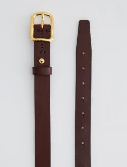 Marisol Belt Brown/Gold Slim Italian Leather Belt ACCESSORIES Photo 2