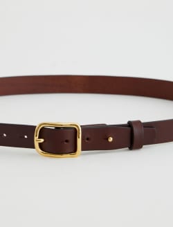 Marisol Belt Brown/Gold Slim Italian Leather Belt ACCESSORIES Photo 3