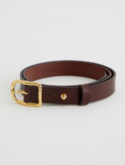 Marisol Belt Brown/Gold Slim Italian Leather Belt ACCESSORIES Photo 4