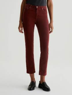 Mari Corduroy Bordeaux Rouge Corduroy Mid-Rise Slim Straight WOMENS BOTTOMS Photo 3