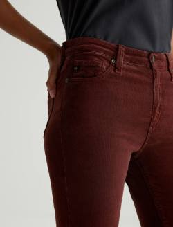 Mari Corduroy Bordeaux Rouge Corduroy Mid-Rise Slim Straight WOMENS BOTTOMS Photo 4
