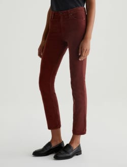 Mari Corduroy Bordeaux Rouge Corduroy Mid-Rise Slim Straight WOMENS BOTTOMS Photo 5