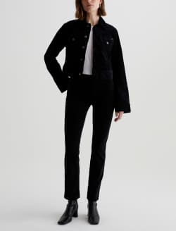 Mari Corduroy Super Black Corduroy Mid-Rise Slim Straight WOMENS BOTTOMS Photo 2