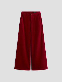 Stella Corduroy Deep Magenta Corduroy Low Slung Palazzo WOMENS BOTTOMS Photo 1