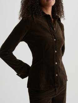 Cheryl Corduroy Shirt Rich Umber Corduroy Long Sleeve Fitted Shirt WOMENS TOPS Photo 3