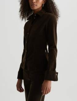 Cheryl Corduroy Shirt Rich Umber Corduroy Long Sleeve Fitted Shirt WOMENS TOPS Photo 4