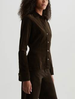 Cheryl Corduroy Shirt Rich Umber Corduroy Long Sleeve Fitted Shirt WOMENS TOPS Photo 7