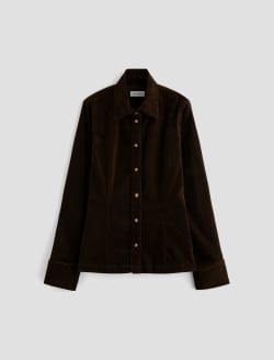 Cheryl Corduroy Shirt Rich Umber Corduroy Long Sleeve Fitted Shirt WOMENS TOPS Photo 1