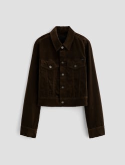 Isa Corduroy Jacket Rich Umber Corduroy Cropped Trucker Jacket WOMENS TOPS Photo 1