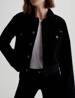 Isa Corduroy Jacket Super Black Corduroy Cropped Trucker Jacket WOMENS TOPS Photo 3