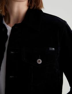 Isa Corduroy Jacket Super Black Corduroy Cropped Trucker Jacket WOMENS TOPS Photo 6