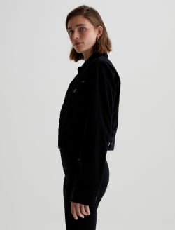 Isa Corduroy Jacket Super Black Corduroy Cropped Trucker Jacket WOMENS TOPS Photo 7