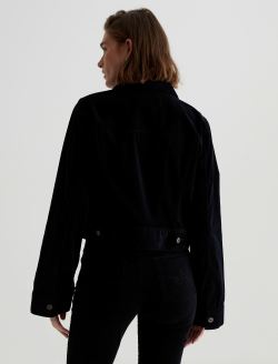 Isa Corduroy Jacket Super Black Corduroy Cropped Trucker Jacket WOMENS TOPS Photo 8
