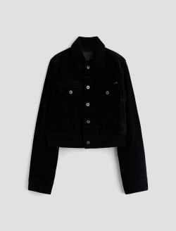 Isa Corduroy Jacket Super Black Corduroy Cropped Trucker Jacket WOMENS TOPS Photo 1