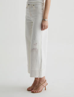 Saige Wide Leg Crop Jean Powder Mended Mid-Rise Ankle Fit WOMENS BOTTOMS Photo 7