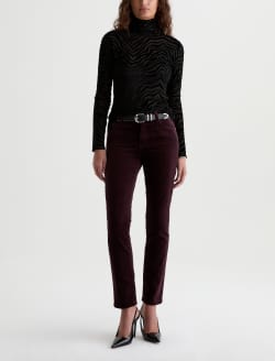 Mari Velvet Pant Cherry Swing Mid-Rise Slim Straight WOMENS BOTTOMS Photo 2