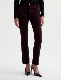 Mari Velvet Pant Cherry Swing Mid-Rise Slim Straight WOMENS BOTTOMS Photo 3