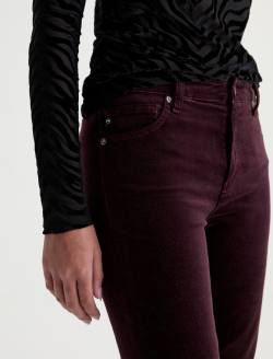 Mari Velvet Pant Cherry Swing Mid-Rise Slim Straight WOMENS BOTTOMS Photo 4