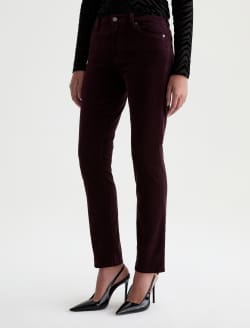 Mari Velvet Pant Cherry Swing Mid-Rise Slim Straight WOMENS BOTTOMS Photo 6