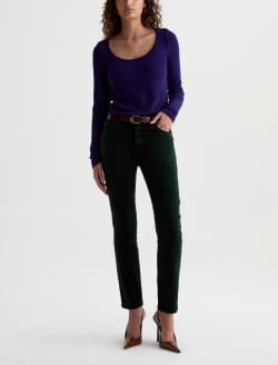 Mari Velvet Pant Pine Mid-Rise Slim Straight WOMENS BOTTOMS Photo 2