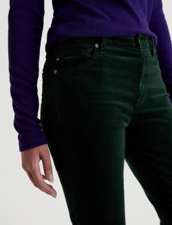 Mari Velvet Pant Pine Mid-Rise Slim Straight WOMENS BOTTOMS Photo 4