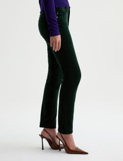 Mari Velvet Pant Pine Mid-Rise Slim Straight WOMENS BOTTOMS Photo 5